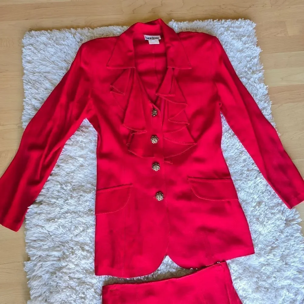 FRANCINE BROWER Women's Brazer Skirt Set Red‎ size 6 Vintage